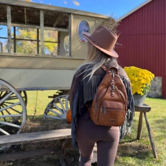 Vintage Convertible Backpack Purse with Adjustable Strap, 7 Pockets